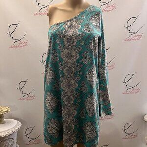 Auditions. Size S. One Flounce Sleeve Off Shoulder Dress or Top. Green. B117